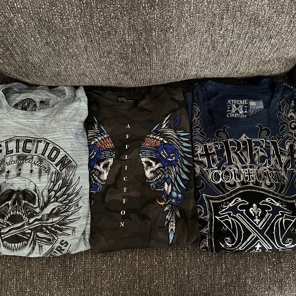 Affliction Men's Graphic Tees - Gray, Black, Blue